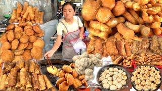 Very Popular! Delicious Donuts, Spring Roll, Yellow Pancake, Wonton, & More - Cambodian Street Food