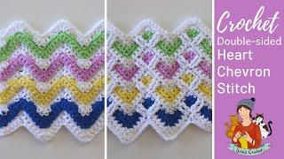 Crochet Double-sided Heart Chevron Blanket Stitch