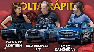 RAMPAGE R/T x RANGER V6 x F-150 ELÉTRICA! Rubinho acelera as picapes do momento na Volta Rápida!