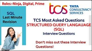TCS Most asked SQL questions || SQL Interview Questions | TCS NQT 2025 #trending #youtubevideo