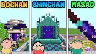 Minecraft nether portal build challenge  | shinchan vs bo vs masao  | shinchan minecraft | funny