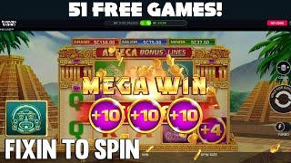 51 FREE GAMES! **NEW GAME** AZTECA BONUS LINES on Chumba Casino