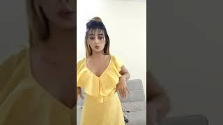 Ankita Dave Hot Indian Model Live In Hot & Sexy Yellow Dress Showing Deep Cleavage & Huge Boobs