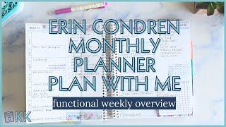 Erin Condren Functional Plan with Me Monthly Planner Weekly Overview Simple Minimal Week on One Page