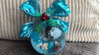 DIY: How to make blue Christmas ornament with little baby inside for your Christmas tree TUTORIAL