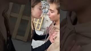 13..Who’s idea was this? #shortsvideo #shortsfeed #sawyersharbino #senorita #firstkiss #reaction