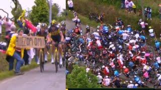 Fans sign causes MAJOR CRASH at Tour De France