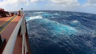 Panamax Vessel Among the Huge Waves Of North Atlantic Ocean