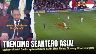 TRENDING DI ASIA !! Roberto Carlos Sampai Begini Lihat Indonesia Dicurangi Wasit Saat Vs Qatar U23