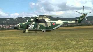 Mil Mi-26 startup and takeoff at Budaörs airfield (with ATC, in temporary paint scheme)