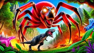 Monster Spider T-Rex Transforms and Attacks Jurassic Dinosaurs | Epic Survival Battle