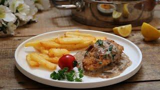 استیک مرغ با سس قارچ, فوق العاده راحت و خوشمزه ... Chicken Steak With Mushroom Sauce