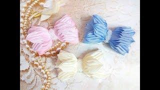 бантики резинки заколки из лент канзаши МК / hair clips ribbon kanzashi DIY