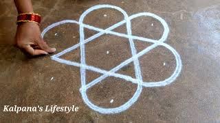 Tamil Puthandu Special Kalpana's Lifestyle flowers padi Kollam Easy Rangoli Pandaga Muggulu