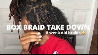 8 WEEK OLD BOX BRAID TAKE DOWN | how to safely take out your braids