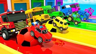 The Wheels on The Bus + Bingo Song - School Bus and Big Footballs. Baby Nursery Rhymes & Kids Songs