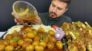 ASMR; EATING SPICY EGGS CURRY+SPICY MUTTON CURRY WITH RICE+EXTRA GRAVY || REAL MUKBANG(NO TALKING)