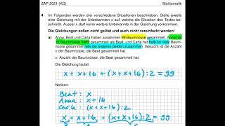 ZAP 2021 KG Mathematik Aufgaben 4a und 4b