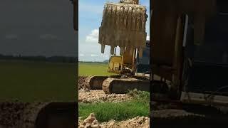  Yellow Excavator CAT Digging Canal Part 128