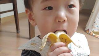 생후20개월아기 바나나 먹방 cute baby eating banana (20 month old toddler)