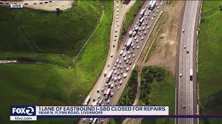 Eastbound 580 traffic is backed up for miles near Livermore