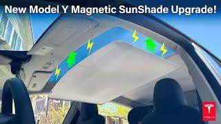 New Tesla Model Y Magnetic Roof Sunshade Upgrade / Install in Seconds #tesla
