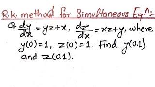Runge Kutta Method for simultaneous two equation