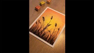 Simple Watercolor Reeds / Sunset Watercolor Painting / #shorts