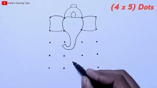 Lord ganesha drawing | 4x5 dots lord ganesh drawing | Lord ganesh drawing easy | ganpati drawing