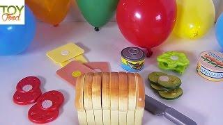 TOY FOOD, Velcro Cutting Food, SANDWICH PLAYSET, Learn Counting 1-8