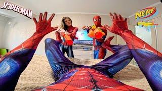 SPIDER-MAN VS CRAZY EX-GIRLFRIEND AND HIS BROTHER. Nerf Fights in Real Life