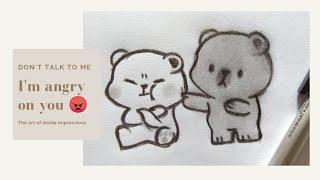 milk mocha cute fighting  milk mocha bear | peach goma| cute bear video| panda status| milkmocha