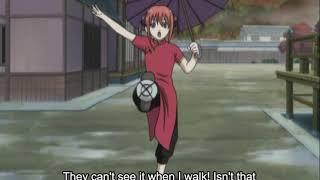 Gintama - kagura steps on the plate