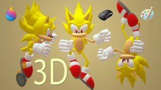 Super Sonic The HedgeHog From 2D to 3D | MS Paint + Paint 3D + Mouse Only