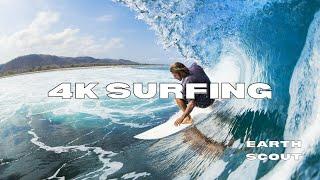 Surfing in 4K - Beautiful Ocean Views  Soft House Music