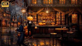 Victorian Coffeehouse Halloween Ambience with Relaxing Rain Sound & Thunderstorm Sound for Sleeping