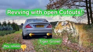 Revving with open Cutouts! Tiger growl, but sucky rev limiter...Mercedes CLS55 AMG BRUTAL V8