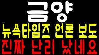 [금양 주가전망]난리났네요! .. 뉴욕타임즈,SBS언론 보도햇네요현 상황 제대로 진단해 드리겠습니다! #금양 #금양주가전망 #금양주식전망