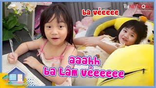 Bảo Nhi - Bảo Ngọc hớn hở mừng ba Dương Lâm đi làm về, chị 3 Ngọc vẫn dõng dạc chọn ba hơn mẹ =