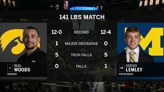 141 LB: Michigan's Sergio Lemley vs. Iowa's Real Woods | Big Ten Wrestling | 2/2/24