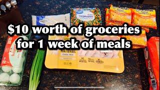 $10 budget for 1 week of groceries|extreme budgeting challenge|Eat for $10 a week!!