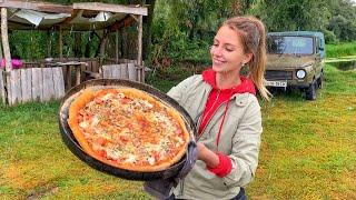 Cooking Campfire Pizza on The Sadj Grill, The Best Pizza You'll Ever Try