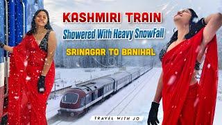 Kashmir Valley Train Journey | Srinagar to Banihal Train in snowfall ️ peak winter | Travel with Jo