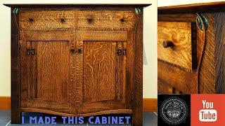 Woodworking// Oak Mackintosh inspired side cabinet with abalone inlay and dovetailed drawers!