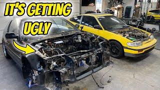 1988 CRX Si Disassembling Engine Bay for Paint