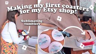 Making coasters for my online shop for the first time!?  Growing a small business (Studio Vlog)