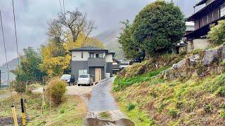 Walking in the Rain, Japanese Countryside village Nakasendo Nature Walk, Rain and City Sounds