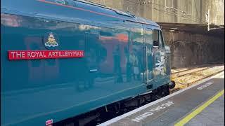 The Royal Artillery Class 45 Peak, 45 118 leaves Birmingham New Street