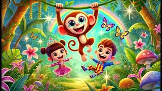 Sing & Learn Five Little Monkeys Jumping on the Bed | Fun Nursery Rhyme Song