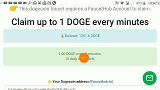 Claim 1 Dogecoin per minute High Paying Faucet site 100% trusted